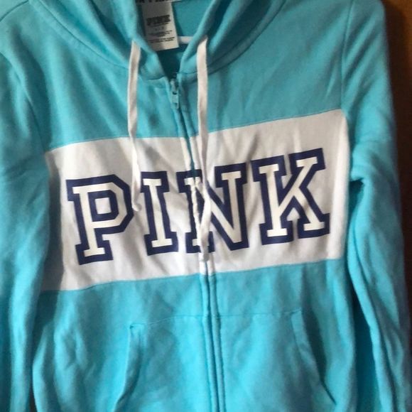 •PINK•TURQUOISE BLUE LOGO FULL ZIP HOODIE JACKET SIZE SMALL (EUC/LIKE NEW) - Picture 4 of 5